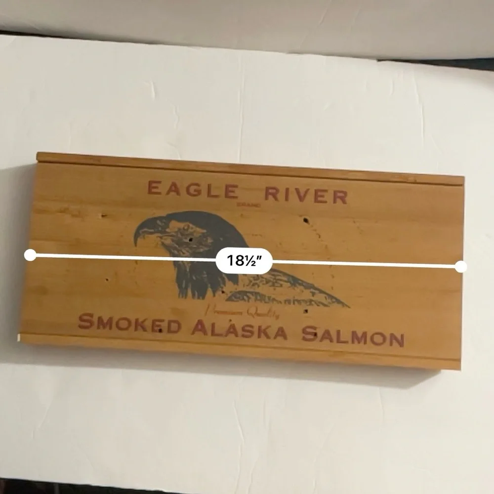 Vintage Eagle River Smoked Alabama Salmon Wooden Box
